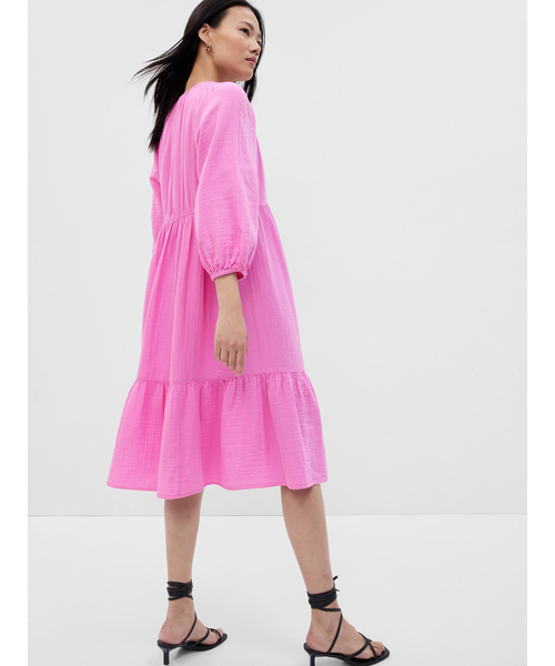 GAP（ギャップ）の「ガーゼ スプリットネック ミディワンピース（ワンピース・レディース・ピンク/ブラック・XS/S/M/L/XXS）」の4枚目の写真