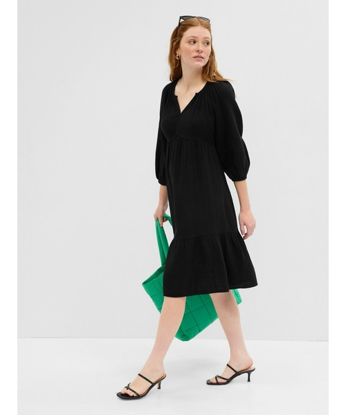 GAP（ギャップ）の「ガーゼ スプリットネック ミディワンピース（ワンピース・レディース・ピンク/ブラック・XS/S/M/L/XXS）」の20枚目の写真