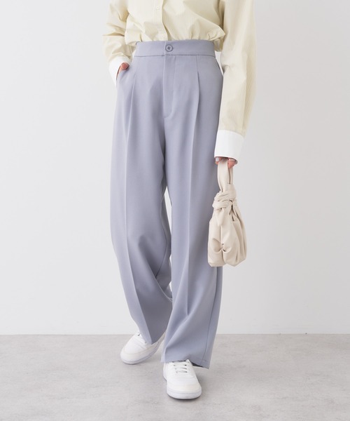 earth music&ecology（アースミュージックアンドエコロジー）の「タックワイドパンツ（その他パンツ・レディース・サックスブルー/ベージュ/ブラック・L/M/S）」の3枚目の写真