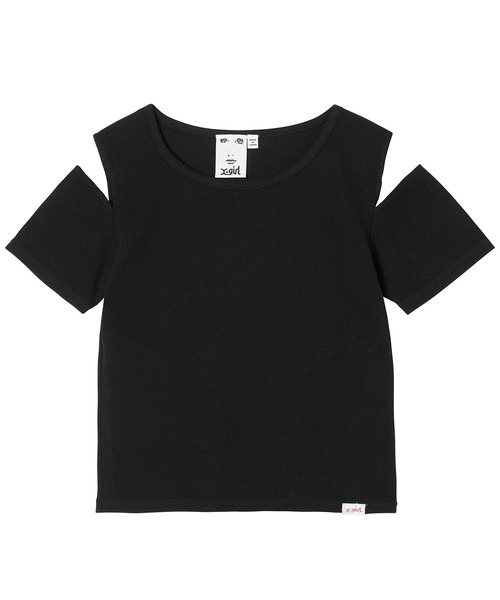 X-girl(エックスガール)の「CUT OUT SHOULDER S/S TOP(Tシャツ/カットソー・レディース・ホワイト/ブラック/ネイビー・M/S)」の12枚目の写真