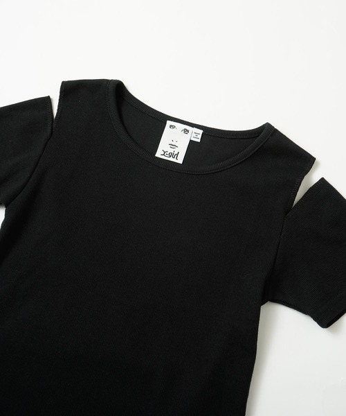 X-girl(エックスガール)の「CUT OUT SHOULDER S/S TOP(Tシャツ/カットソー・レディース・ホワイト/ブラック/ネイビー・M/S)」の14枚目の写真