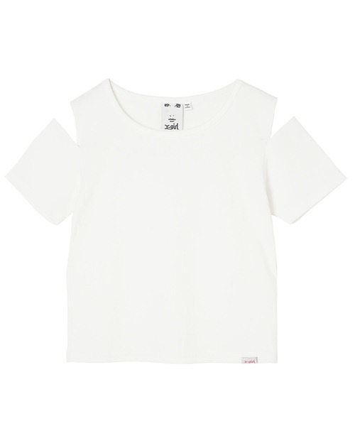 X-girl(エックスガール)の「CUT OUT SHOULDER S/S TOP(Tシャツ/カットソー・レディース・ホワイト/ブラック/ネイビー・M/S)」の19枚目の写真