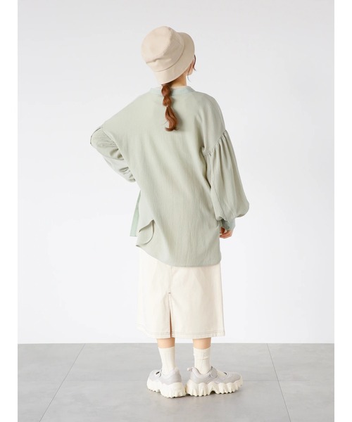 ehka sopo(エヘカソポ)の「異素材シアーバンドカラーシャツ(シャツ/ブラウス・レディース・ピンク/グリーン/キナリ・フリ-)」の13枚目の写真
