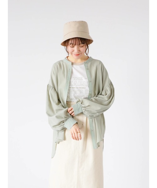 ehka sopo(エヘカソポ)の「異素材シアーバンドカラーシャツ(シャツ/ブラウス・レディース・ピンク/グリーン/キナリ・フリ-)」の17枚目の写真