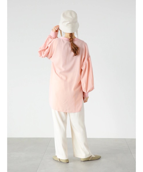 ehka sopo(エヘカソポ)の「異素材シアーバンドカラーシャツ(シャツ/ブラウス・レディース・ピンク/グリーン/キナリ・フリ-)」の6枚目の写真