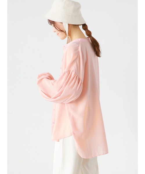 ehka sopo(エヘカソポ)の「異素材シアーバンドカラーシャツ(シャツ/ブラウス・レディース・ピンク/グリーン/キナリ・フリ-)」の15枚目の写真