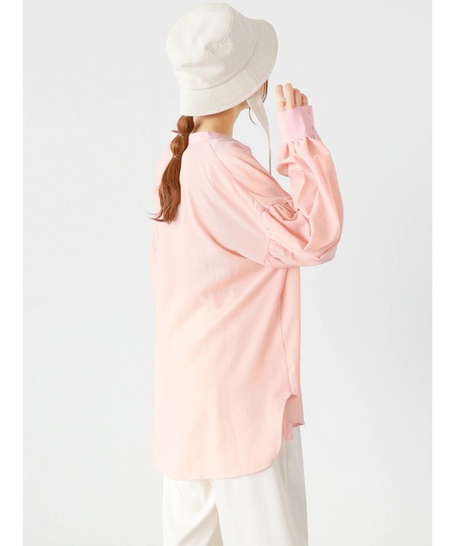 ehka sopo(エヘカソポ)の「異素材シアーバンドカラーシャツ(シャツ/ブラウス・レディース・ピンク/グリーン/キナリ・フリ-)」の11枚目の写真