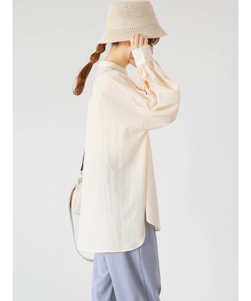 ehka sopo(エヘカソポ)の「異素材シアーバンドカラーシャツ(シャツ/ブラウス・レディース・ピンク/グリーン/キナリ・フリ-)」の20枚目の写真