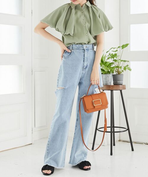 MAJESTIC LEGON（マジェスティックレゴン）の「ハイウエストバリエダメージデニム（デニムパンツ・レディース・ブルー系その他2/サックスブルー・MEDIUM/SMALL）」の11枚目の写真