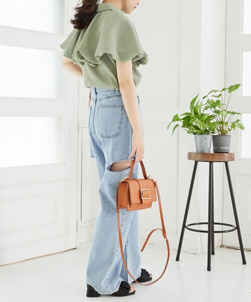 MAJESTIC LEGON（マジェスティックレゴン）の「ハイウエストバリエダメージデニム（デニムパンツ・レディース・ブルー系その他2/サックスブルー・MEDIUM/SMALL）」の13枚目の写真
