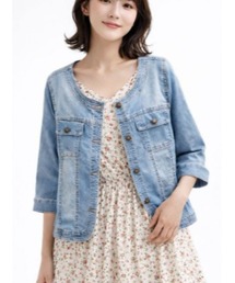 FRP（エフアールピー）の「ノーカラー7分袖デニムジャケット（デニムジャケット）」