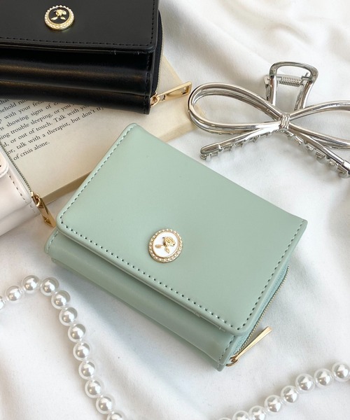 WEGO（ウィゴー）の「WEGO /パールローズウォレット（財布・レディース・オフホワイト/グリーン/ブラック・FREE）」の2枚目の写真
