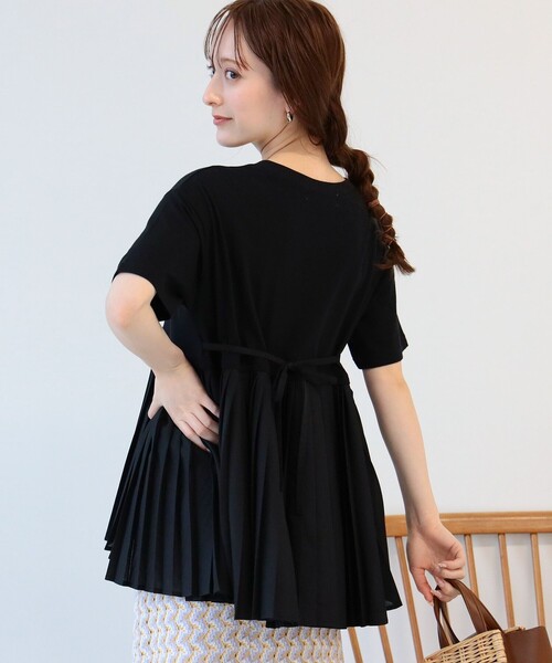 Ray BEAMS(レイビームス)の「Ray BEAMS / プリーツ キリカエ バック リボン Tシャツ(Tシャツ/カットソー・レディース・ホワイト/ブラック/その他・ONE SIZE)」の5枚目の写真