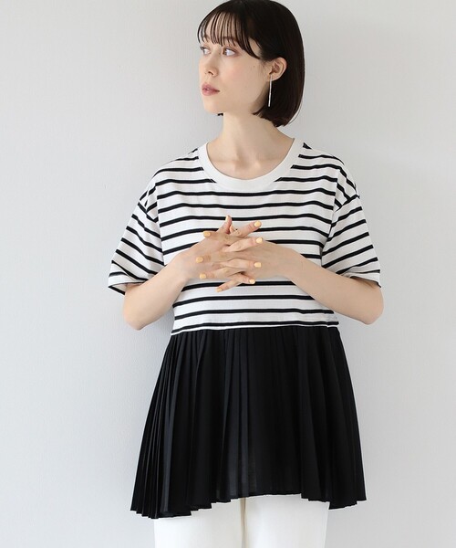 Ray BEAMS(レイビームス)の「Ray BEAMS / プリーツ キリカエ バック リボン Tシャツ(Tシャツ/カットソー・レディース・ホワイト/ブラック/その他・ONE SIZE)」の6枚目の写真