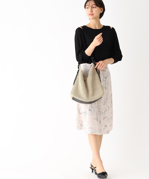 index（インデックス）の「◆サマーニットフリルハンドルバッグ（ハンドバッグ・レディース・ベージュ/ブラック・00）」の6枚目の写真