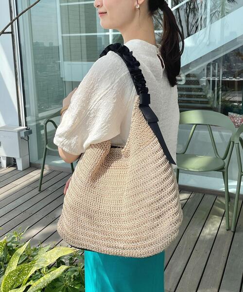 index（インデックス）の「◆サマーニットフリルハンドルバッグ（ハンドバッグ・レディース・ベージュ/ブラック・00）」の8枚目の写真