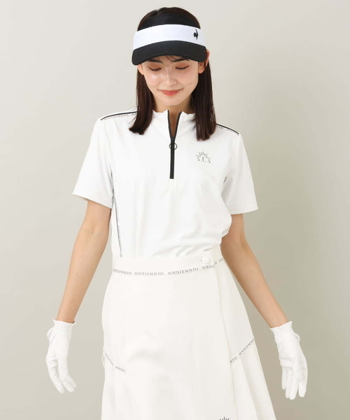 a.v.v（アーヴェヴェ）の「レディースゴルフウエア　ハーフZIPモックネックトップス（Tシャツ/カットソー・レディース・ホワイト/ブラック・36/38/40）」の22枚目の写真