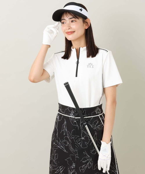 a.v.v（アーヴェヴェ）の「レディースゴルフウエア　ハーフZIPモックネックトップス（Tシャツ/カットソー・レディース・ホワイト/ブラック・36/38/40）」の20枚目の写真