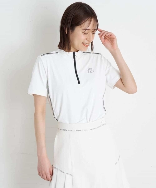 a.v.v（アーヴェヴェ）の「レディースゴルフウエア　ハーフZIPモックネックトップス（Tシャツ/カットソー・レディース・ホワイト/ブラック・36/38/40）」の18枚目の写真