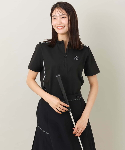 a.v.v（アーヴェヴェ）の「レディースゴルフウエア　ハーフZIPモックネックトップス（Tシャツ/カットソー・レディース・ホワイト/ブラック・36/38/40）」の15枚目の写真