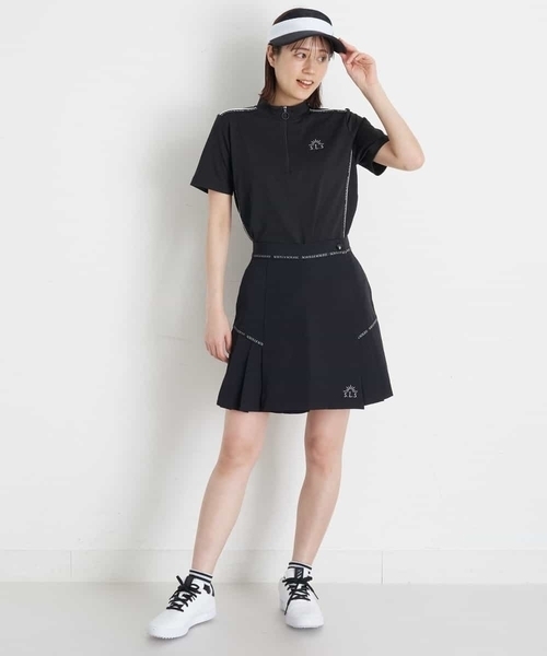 a.v.v（アーヴェヴェ）の「レディースゴルフウエア　ハーフZIPモックネックトップス（Tシャツ/カットソー・レディース・ホワイト/ブラック・36/38/40）」の13枚目の写真