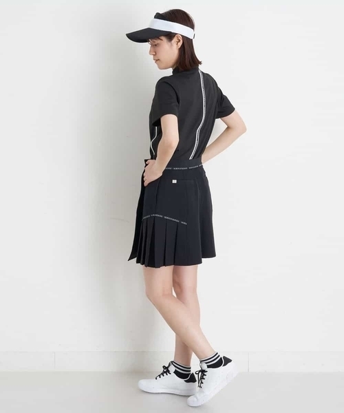 a.v.v（アーヴェヴェ）の「レディースゴルフウエア　ハーフZIPモックネックトップス（Tシャツ/カットソー・レディース・ホワイト/ブラック・36/38/40）」の12枚目の写真