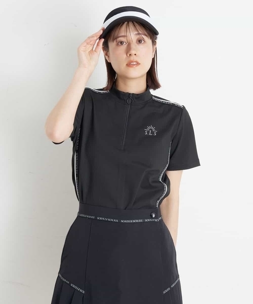 a.v.v（アーヴェヴェ）の「レディースゴルフウエア　ハーフZIPモックネックトップス（Tシャツ/カットソー・レディース・ホワイト/ブラック・36/38/40）」の11枚目の写真