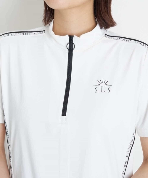 a.v.v（アーヴェヴェ）の「レディースゴルフウエア　ハーフZIPモックネックトップス（Tシャツ/カットソー・レディース・ホワイト/ブラック・36/38/40）」の8枚目の写真