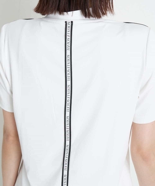 a.v.v（アーヴェヴェ）の「レディースゴルフウエア　ハーフZIPモックネックトップス（Tシャツ/カットソー・レディース・ホワイト/ブラック・36/38/40）」の6枚目の写真