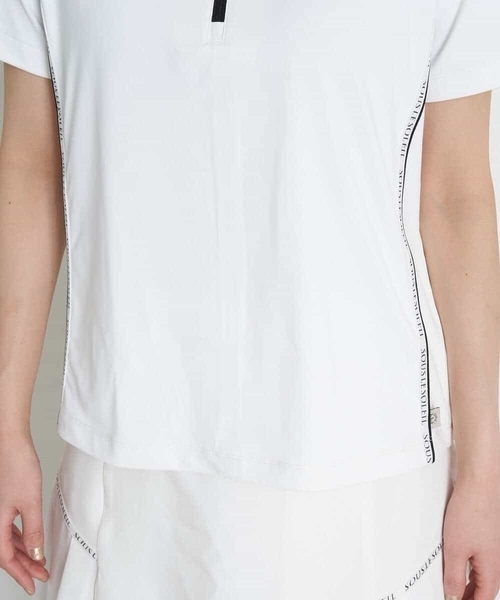 a.v.v（アーヴェヴェ）の「レディースゴルフウエア　ハーフZIPモックネックトップス（Tシャツ/カットソー・レディース・ホワイト/ブラック・36/38/40）」の5枚目の写真