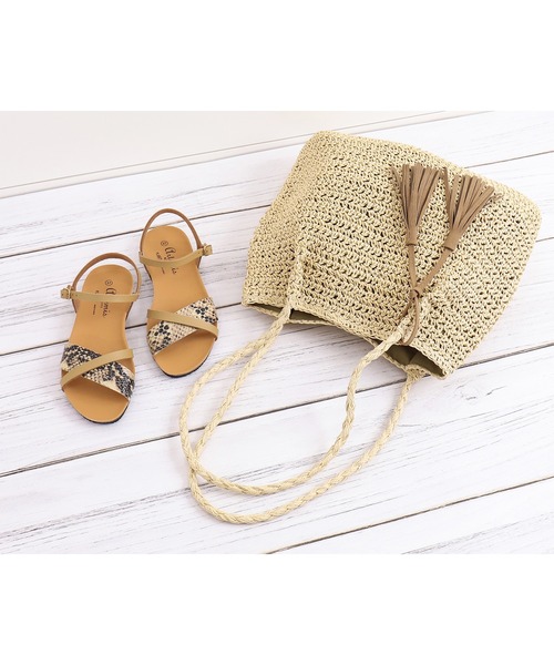 PLAKTON（プラクトン）の「【PLAKTON】別注クロスストラップサンダル（サンダル・レディース・ベージュ/ブラック・S/M/L）」の11枚目の写真