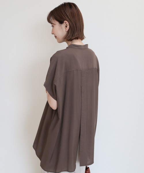 AMERICAN HOLIC（アメリカンホリック）の「ブザムフレンチスリーブバックオープンチュニック（チュニック・レディース・オフホワイト/サックスブルー/ブラウン/ネイビー・M/L）」の18枚目の写真