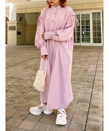 jumelle（ジュメロ）の「肩スリットリボンシャツＯＰ【低身長~高身長】（シャツワンピース）」