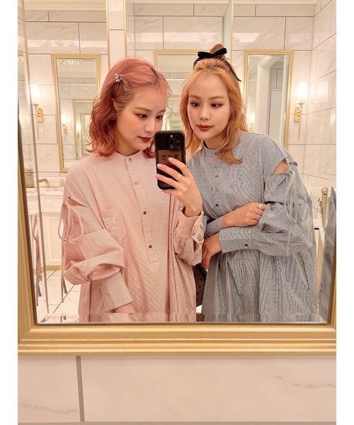 JUMELLE(ジュメロ)の「肩スリットリボンシャツOP【低身長~高身長】(シャツワンピース・レディース・レッド/ネイビー・SMALL/MEDIUM)」の18枚目の写真