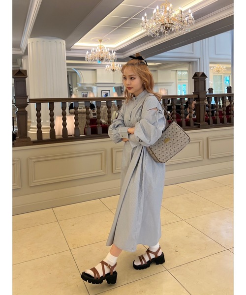 JUMELLE(ジュメロ)の「肩スリットリボンシャツOP【低身長~高身長】(シャツワンピース・レディース・レッド/ネイビー・SMALL/MEDIUM)」の20枚目の写真