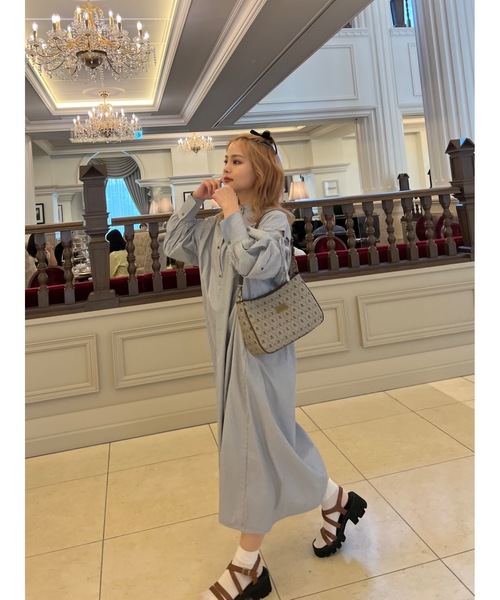 JUMELLE(ジュメロ)の「肩スリットリボンシャツOP【低身長~高身長】(シャツワンピース・レディース・レッド/ネイビー・SMALL/MEDIUM)」の21枚目の写真
