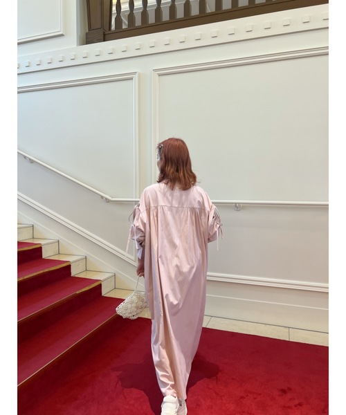 JUMELLE(ジュメロ)の「肩スリットリボンシャツOP【低身長~高身長】(シャツワンピース・レディース・レッド/ネイビー・SMALL/MEDIUM)」の9枚目の写真