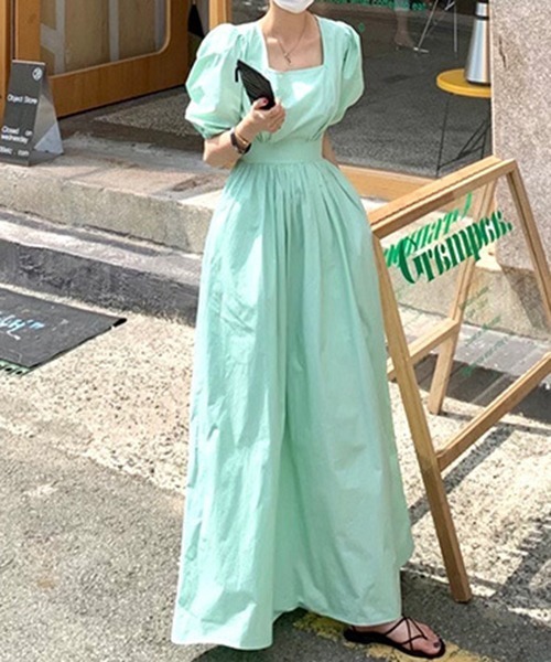 FREE STYLISTS(フリー スタイリスト)の「YUGA_YGMC ハイウエスト切替フレアワンピース(ワンピース・レディース・ブラック/ライトグリーン/オフホワイト・FREE)」の3枚目の写真