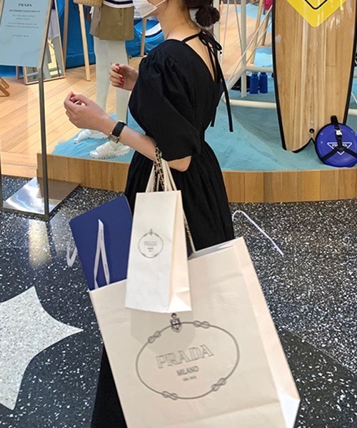 FREE STYLISTS(フリー スタイリスト)の「YUGA_YGMC ハイウエスト切替フレアワンピース(ワンピース・レディース・ブラック/ライトグリーン/オフホワイト・FREE)」の7枚目の写真