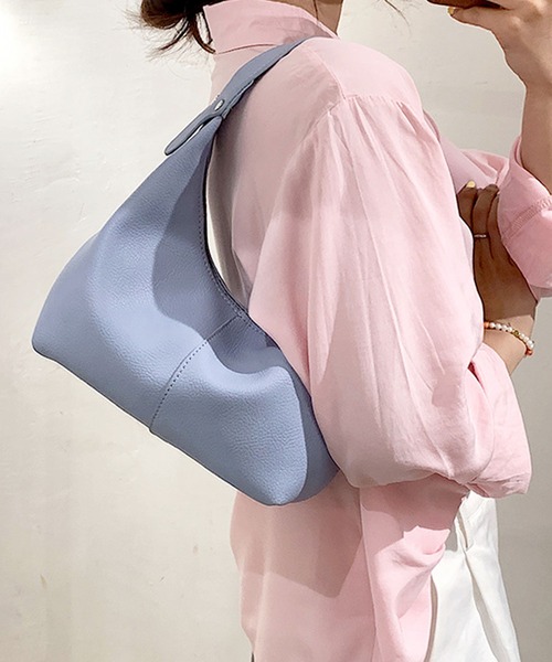 florist（フローリスト）の「【軽量】ソフトシュリンクレザーのハーフムーンハンドバッグ/レディースバッグ（ハンドバッグ・レディース・ベージュ/マスタード/ホワイト/グリーン/ブラック/ライトブルー/モカ/キャメル・FREE）」の10枚目の写真