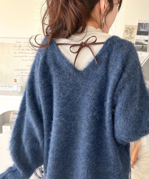 セール】ふんわりと大人可愛い 2way起毛Vネックプルオーバー（長袖