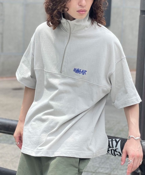 セール】刺繍ハーフジップスウェットTシャツ（Tシャツ