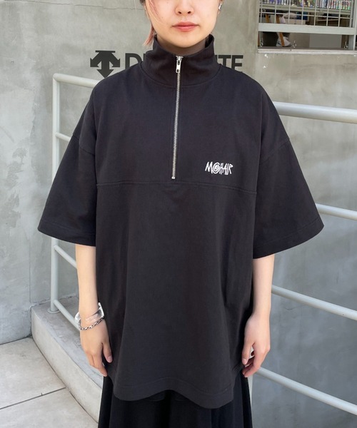 CIAOPANIC(チャオパニック)の「刺繍ハーフジップスウェットTシャツ(Tシャツ/カットソー・レディース・ブラック/グレー/カーキ/サックスブルー/アイボリー・MEDIUM/LARGE)」の19枚目の写真