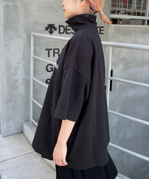 CIAOPANIC(チャオパニック)の「刺繍ハーフジップスウェットTシャツ(Tシャツ/カットソー・レディース・ブラック/グレー/カーキ/サックスブルー/アイボリー・MEDIUM/LARGE)」の20枚目の写真