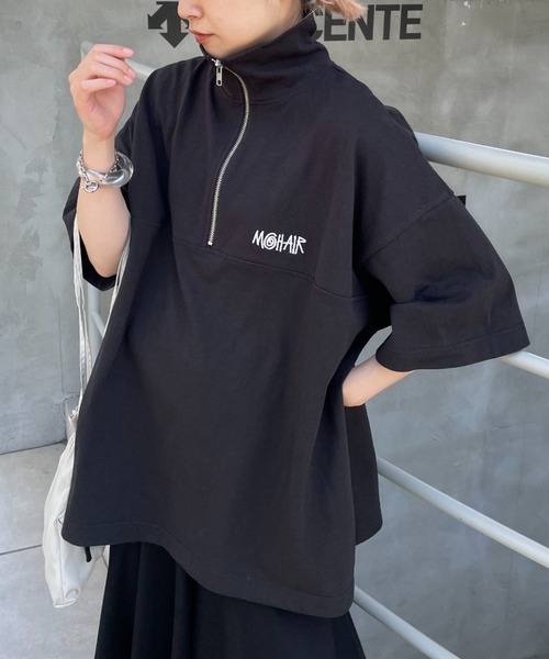 CIAOPANIC(チャオパニック)の「刺繍ハーフジップスウェットTシャツ(Tシャツ/カットソー・レディース・ブラック/グレー/カーキ/サックスブルー/アイボリー・MEDIUM/LARGE)」の15枚目の写真