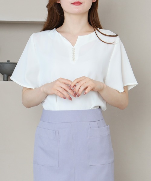 TRUDEA(トルディア)の「パールスタッズブラウス(シャツ/ブラウス・レディース・ホワイト/ベージュ/ミント/ラベンダー/チャコールグレー/グリーン・MEDIUM/LARGE)」の13枚目の写真