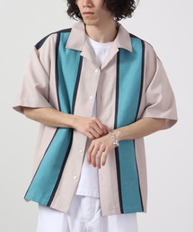 ルーズシルエットトロピカル配色半袖シャツ