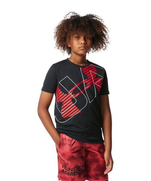 UNDER ARMOUR(アンダーアーマー)の「UAテック ショートスリーブTシャツ 〈スーパービッグロゴ〉(トレーニング/KIDS)(Tシャツ/カットソー・キッズ・ブラック・160cm/150cm/130cm/140cm/120cm)」の1枚目の写真
