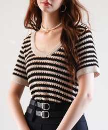 CLANE（クラネ）の「UNEVEN DOT HALF SLEEVE KNIT（ニット/セーター