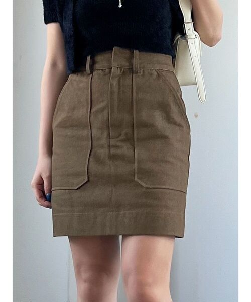 EMODA（エモダ）の「アウトポケットミニスカート（スカート・レディース・ブラウン/ブルー/インディゴブルー・SMALL/MEDIUM）」の2枚目の写真